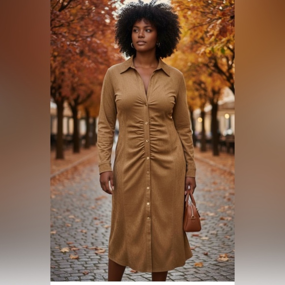 Zara faux suede midi long sleeve dress size XXL